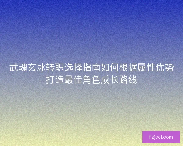 武魂玄冰转职选择指南如何根据属性优势打造最佳角色成长路线