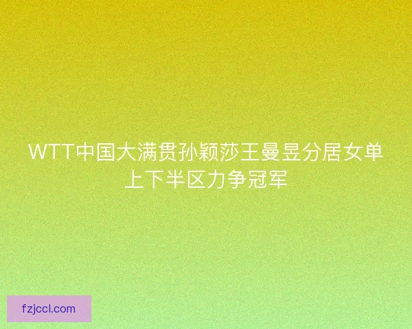 WTT中国大满贯孙颖莎王曼昱分居女单上下半区力争冠军