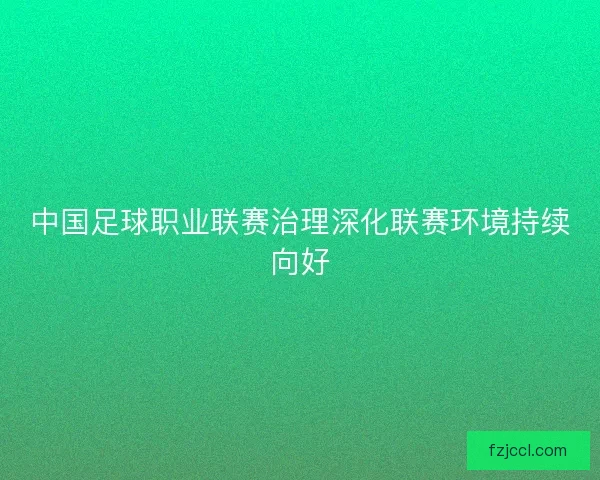 中国足球职业联赛治理深化联赛环境持续向好